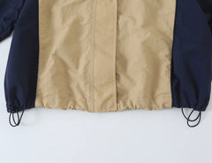 Colorblock High Neck Drawstring Jacket and Trousers Tracksuit Set