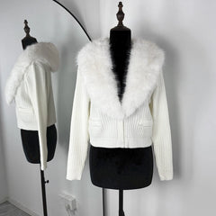 Faux Fur Trimmed Cardigan
