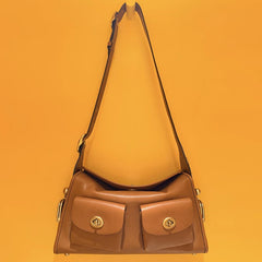 Lock Detail Shoulder Bag PU Leather