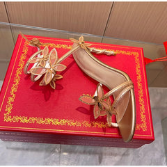 Crystal Embellished Butterfly Detail  Coiled Strap High Heels Gladiator Sandals