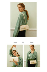 Structured Leather Shoulder Bag with Metal Clasp