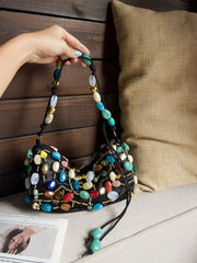 Beaded Stone Shoulder Bag