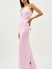 Pink evening gown on a white background
