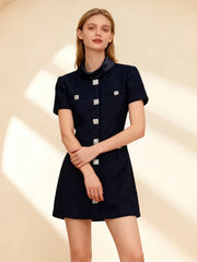Short sleeve tweed dress designed for polished occasions