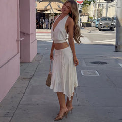 Irregular Split Midi Skirt