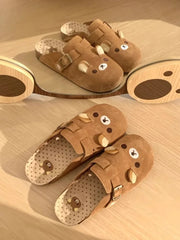 Cartoon Bear Flannel Slip On Slippers