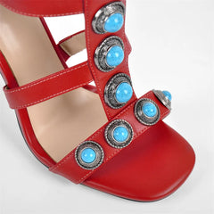Fringed Turquoise Studded Knee High Boots