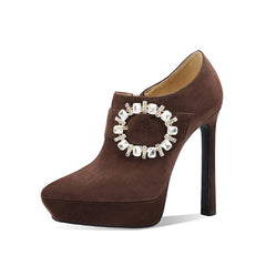 Rhinestone Buckle Stiletto Heel Bootie