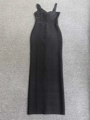 Bandage Stripe Detail Sleeveless Maxi Dress