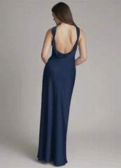 Halter Neck Sleeveless Satin Maxi Dress