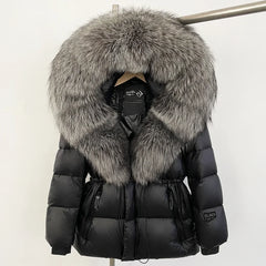 Hooded Down Jacket with Fur Trim Puffer Coat