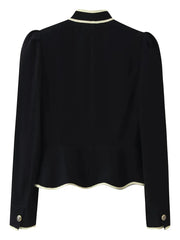Black Trimmed Stand Collar Jacket