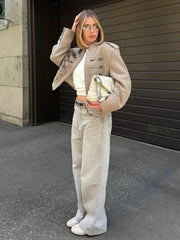 Military Style Shoulder Strap Metal Decor Jacket