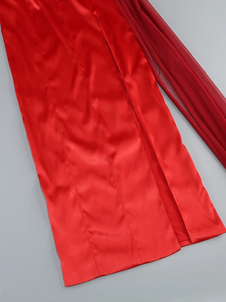 Red fabric on a gray background