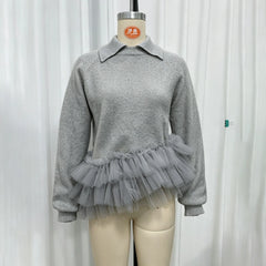 Ruffled Tulle Collar Sweater