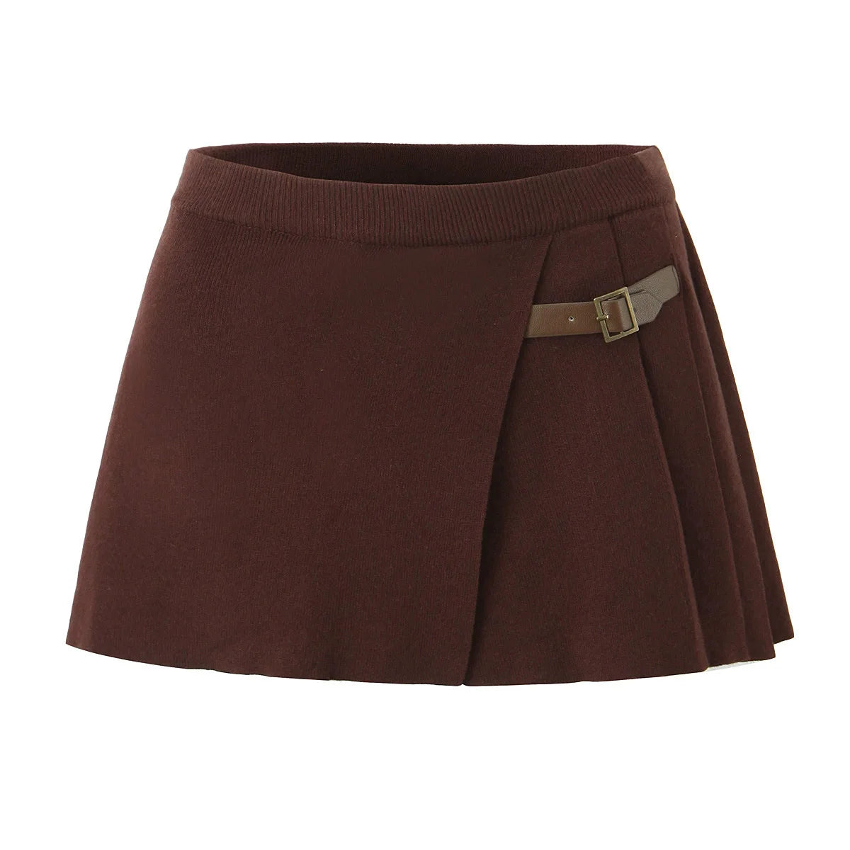 Brown skirt with a belt on a white background