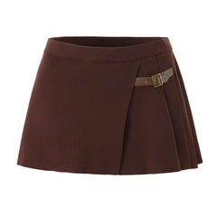 Brown skirt with a belt on a white background