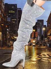 Crystal Embellished Over The Knee Boots