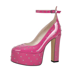 Studded Platform Chunky Heel Pumps