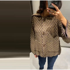 Plaid Knit Button Front Coat