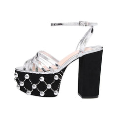 Chunky Platform Rivet Ankle Strap Sandals