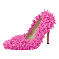 Faux Fur Pointed Toe Stiletto Heels