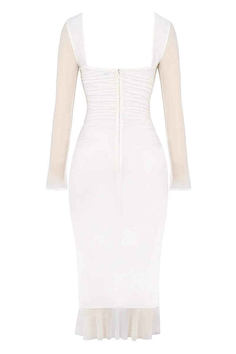 White dress with sheer sleeves