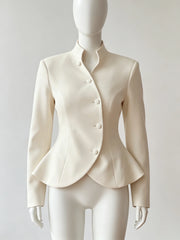 Diagonal Button Peplum Blazer