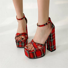 Floral Print Platform Block Heel Sandals