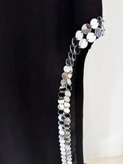 Black Cutout Embellished High Slit Maxi Dress