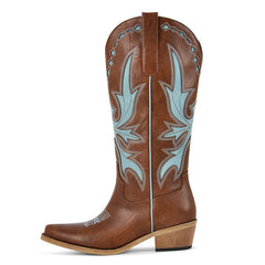 Embroidery Pointed Toe Western Boots