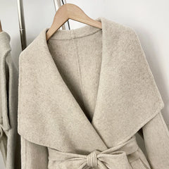 Fur Trim Belted Wool Blend Coat