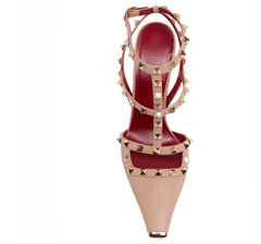 Riveted Square Toe Stiletto Heels