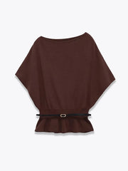 Brown poncho with a belt on a white background