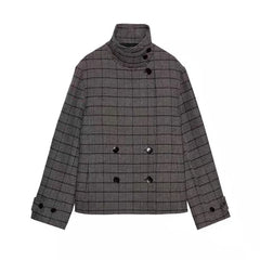 Plaid Stand Collar Jacket
