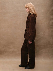 Seamed Waist Suede Jacket