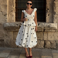 Polka Dot High Waist Skirt
