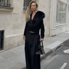 Faux Fur Trimmed Cardigan