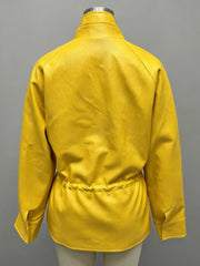 Yellow Stand Collar Drawstring Jacket