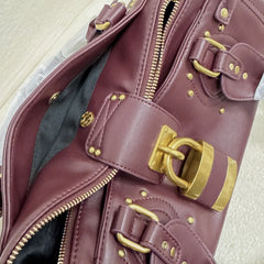 Gold Lock Leather Tote Bag