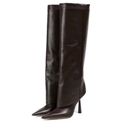Pointed Toe Knee High Heel Boots