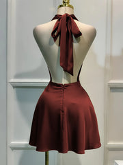 Satin Halter Neck Cowl Neck Mini Dress