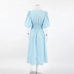 Light blue dress on a mannequin - back view