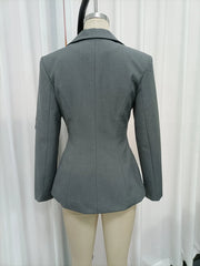 Grey Sequin Embellished Fringed Lapel Blazer