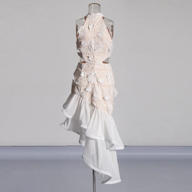 Dress on a mannequin against a plain background