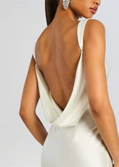 Satin Cowl Neck Open Back Maxi Dress