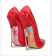 16cm Patent Stiletto Heels | Pointed Toe Pumps with Tie-Dye Soles