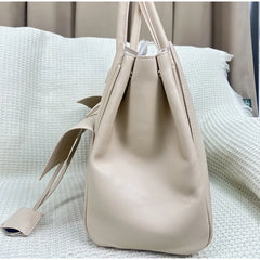 Structured PU Leather Tote Bag with Buckle Pockets – Modern Luxe Edit