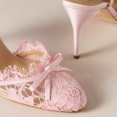 Butterfly Knot Lace Slingback Heels