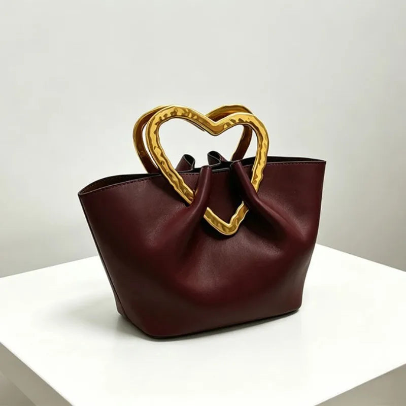 Burgundy heart handle bag